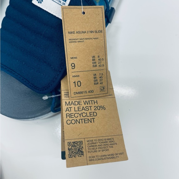 NIKE ASUNA 2 NEXT NATURA SANDAL UNISEX MEN SIZE 7= WOMEN SIZE 8 SHOES NAVY NEW - Picture 8 of 9